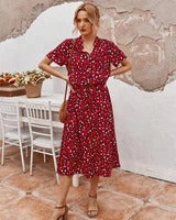 Load image into Gallery viewer, Women's Wave Point Short Sleeve Dress Shirt Collar Skirt - foxberryparkproducts