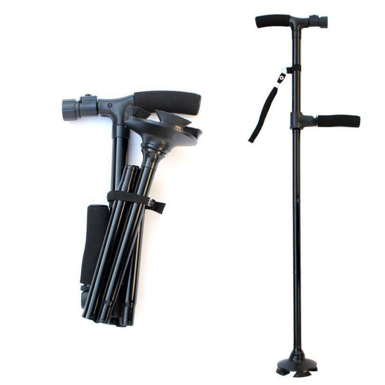 Telescopic Hurry Trusty Cane Folding Canes LED Light Aged Walking Sticks Poles for the Elder ski camp telescopic baton outdoor hiking poles crutch - foxberryparkproducts