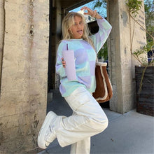 Load image into Gallery viewer, Large Plaid Knitted Women's Sweater New Korean Version Loose Medium Length Garden Collar Long Sleeve Knitted Cardigan