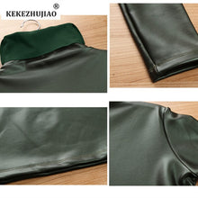 Load image into Gallery viewer, Plus Size Women Pu Turtleneck Blouse Metallic Long Sleeve faux leather Wet Look shirts op Ladies - foxberryparkproducts