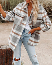 Load image into Gallery viewer, Women's Autumn And Winter Long Sleeve Lapel Loose Plaid Wool Coat