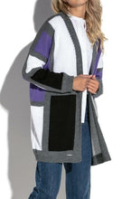Load image into Gallery viewer, Bunte Strickjacke aus Wollmischung FOB558 Violett-Grau - foxberryparkproducts