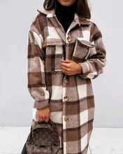 Load image into Gallery viewer, Spring And Autumn New Women's Plaid Brushed Medium Long Woolen Coat