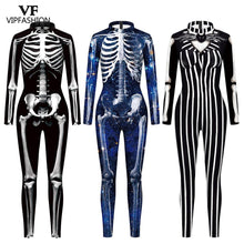 Load image into Gallery viewer, VIP FASHION Adult Skeleton Print Halloween Cosplay For Women Ghost Jumpsuit - foxberryparkproducts