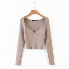 Load image into Gallery viewer, DEAT 2022 Autumn Autumn Short Square Collar Thin Knitted Pullovers Sweater Loose V-Neck Long Sleeve Women New Fashion 13U090 - foxberryparkproducts