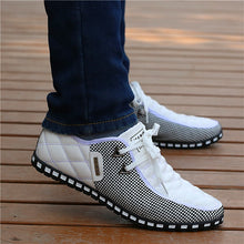 Load image into Gallery viewer, Men Leather Shoes  Breathable Light Weight White Sneakers