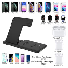 Load image into Gallery viewer, 15W Qi Fast Wireless Charger Stand For iPhone 11 XR X 8 Apple Watch 4 in 1 Foldable Charging Dock Station - foxberryparkproducts