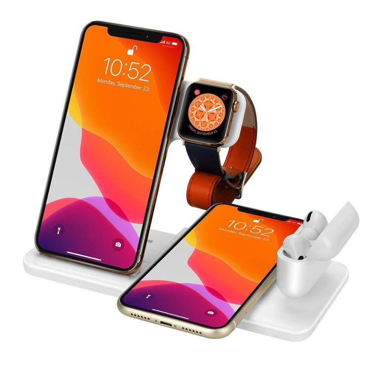15W Qi Fast Wireless Charger Stand For iPhone 11 XR X 8 Apple Watch 4 in 1 Foldable Charging Dock Station - foxberryparkproducts