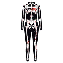 Load image into Gallery viewer, VIP FASHION Adult Skeleton Print Halloween Cosplay For Women Ghost Jumpsuit - foxberryparkproducts