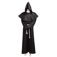 Load image into Gallery viewer, Medieval Costume Men Women Vintage Renaissance Monk Friar Priest Halloween Hooded Robe Dress - foxberryparkproducts