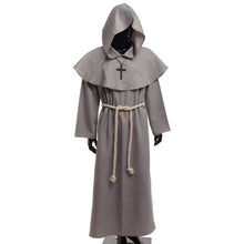 Load image into Gallery viewer, Medieval Costume Men Women Vintage Renaissance Monk Friar Priest Halloween Hooded Robe Dress - foxberryparkproducts
