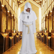 Load image into Gallery viewer, Medieval Costume Men Women Vintage Renaissance Monk Friar Priest Halloween Hooded Robe Dress - foxberryparkproducts