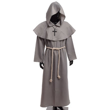 Load image into Gallery viewer, Medieval Costume Men Women Vintage Renaissance Monk Friar Priest Halloween Hooded Robe Dress - foxberryparkproducts