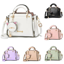 Load image into Gallery viewer, Women Shoulder Messenger Bags PU Leather Fashion Designer Adjustable Strap Crossbody Handbags with Cat Pendant Purse Ladies Girl