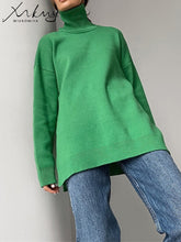Load image into Gallery viewer, Autumn Winter Women Sweaters Turtleneck Women Pullovers Side Split Knitted Jumpers - foxberryparkproducts