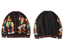 Load image into Gallery viewer, Christmas Knitted Sweater Men Cardigan Oversized Streetwear Knit Jumpers Funny Clown Print Cotton Harajuku Knit Coats Unisex New - foxberryparkproducts