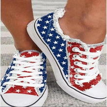 Load image into Gallery viewer, Blue Red Round Toe Casual Canvas Shoes Flat Sneakers Shoes - foxberryparkproducts