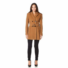 Load image into Gallery viewer, De La Creme - Womens Camel Textured Short Belted Coat - foxberryparkproducts