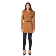 Load image into Gallery viewer, De La Creme - Womens Camel Textured Short Belted Coat - foxberryparkproducts