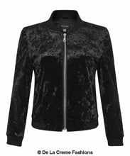 Load image into Gallery viewer, De La Creme - Womens Velvet Zip-Thru Varsity Bomber Jacket - foxberryparkproducts