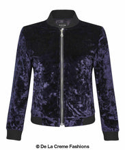 Load image into Gallery viewer, De La Creme - Womens Velvet Zip-Thru Varsity Bomber Jacket - foxberryparkproducts