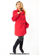Load image into Gallery viewer, Womens Wool Feel Double Breasted Hooded Coat - foxberryparkproducts