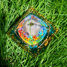 Load image into Gallery viewer, Handmade Amethyst Crystal Sphere Orgone Pyramid Copper Blue Quartz EMF Protection Energy Orgonite - foxberryparkproducts