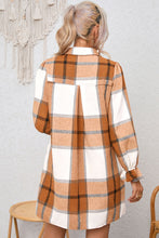 Load image into Gallery viewer, Plaid Collared Neck Flounce Sleeve Shirt Dress