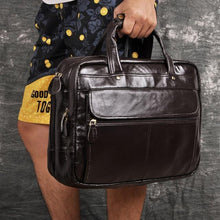 Load image into Gallery viewer, Top Quality Men Real Leather Antique Style 15.6" Laptop Briefcase - foxberryparkproducts