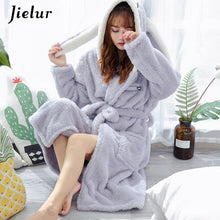 Load image into Gallery viewer, Super Comfortable Coral Velvet Bathrobe Women Warm Hooded Robe - foxberryparkproducts