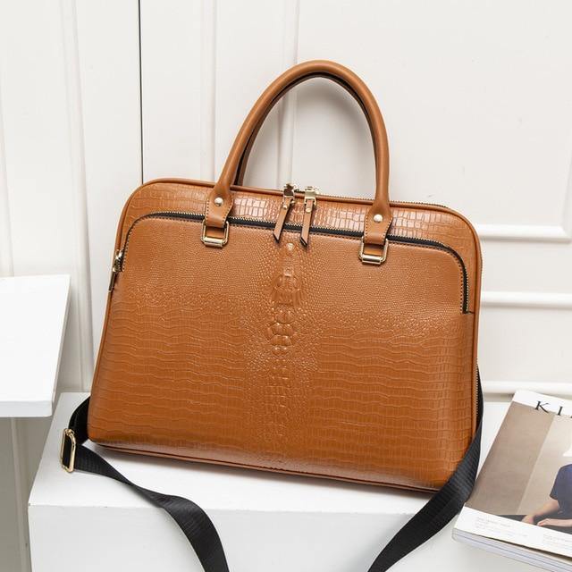 Fashionable Womens Leather Laptop 14 Inch Briefcase - foxberryparkproducts