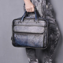 Load image into Gallery viewer, Top Quality Men Real Leather Antique Style 15.6" Laptop Briefcase - foxberryparkproducts