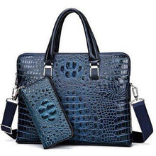 Load image into Gallery viewer, Luxury brand crocodile pattern  cowhide blue laptop - foxberryparkproducts