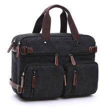 Load image into Gallery viewer, Scione Men Canvas Leather Briefcase  Laptop Pocket - foxberryparkproducts