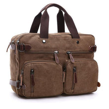 Load image into Gallery viewer, Scione Men Canvas Leather Briefcase  Laptop Pocket - foxberryparkproducts
