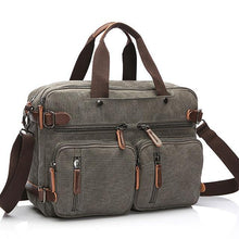 Load image into Gallery viewer, Scione Men Canvas Leather Briefcase  Laptop Pocket - foxberryparkproducts