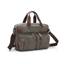 Load image into Gallery viewer, Scione Men Canvas Leather Briefcase  Laptop Pocket - foxberryparkproducts