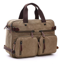 Load image into Gallery viewer, Scione Men Canvas Leather Briefcase  Laptop Pocket - foxberryparkproducts