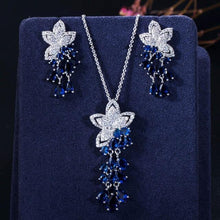 Load image into Gallery viewer, Necklace CWWZircons New Arrival Cubic Zirconia Tassel Drop Flower ID A112 - 1118 - foxberryparkproducts