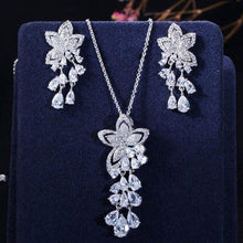 Load image into Gallery viewer, Necklace CWWZircons New Arrival Cubic Zirconia Tassel Drop Flower  ID A112 - 1118 - foxberryparkproducts