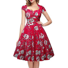Load image into Gallery viewer, Wonderful Halloween Skull Print Gothic Dress - foxberryparkproducts
