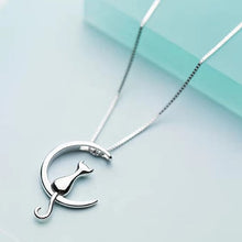 Load image into Gallery viewer, Beautiful Pure 925 Sterling Silver Cat Charm Pendant Necklaces for Women - foxberryparkproducts