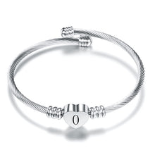 Load image into Gallery viewer, Fashion Heart Charm Bangle With Initial Alphabet Letter Engrave High Quality Women Jewelry Cuff Bangles Wholesale For Party Gift - foxberryparkproducts