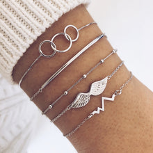 Load image into Gallery viewer, 31 Styles Boho Mixed Leaves Letter Map Geometric Crystal Infinity  Pentagram Shell Multi-layer Chain Bracelet Women Wholesale - foxberryparkproducts
