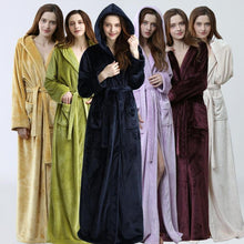 Load image into Gallery viewer, Women Men Winter Plus Size Flannel Robe Extra Long Hooded - foxberryparkproducts