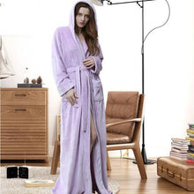 Load image into Gallery viewer, Women Men Winter Plus Size Flannel Robe Extra Long Hooded - foxberryparkproducts