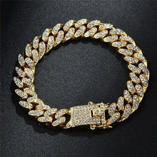 Load image into Gallery viewer, Hip Hop Iced Out Paved Rhinestones 1Set 13MM Miami Curb Cuban Chain - foxberryparkproducts