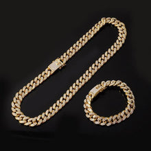 Load image into Gallery viewer, Hip Hop Iced Out Paved Rhinestones 1Set 13MM Miami Curb Cuban Chain - foxberryparkproducts