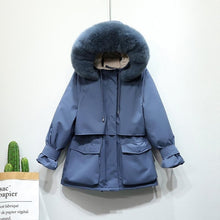 Load image into Gallery viewer, Warm Winter Jacket Women Large Natural Fox Fur White Duck Down Coat - foxberryparkproducts