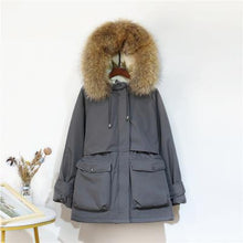 Load image into Gallery viewer, Warm Winter Jacket Women Large Natural Fox Fur White Duck Down Coat - foxberryparkproducts